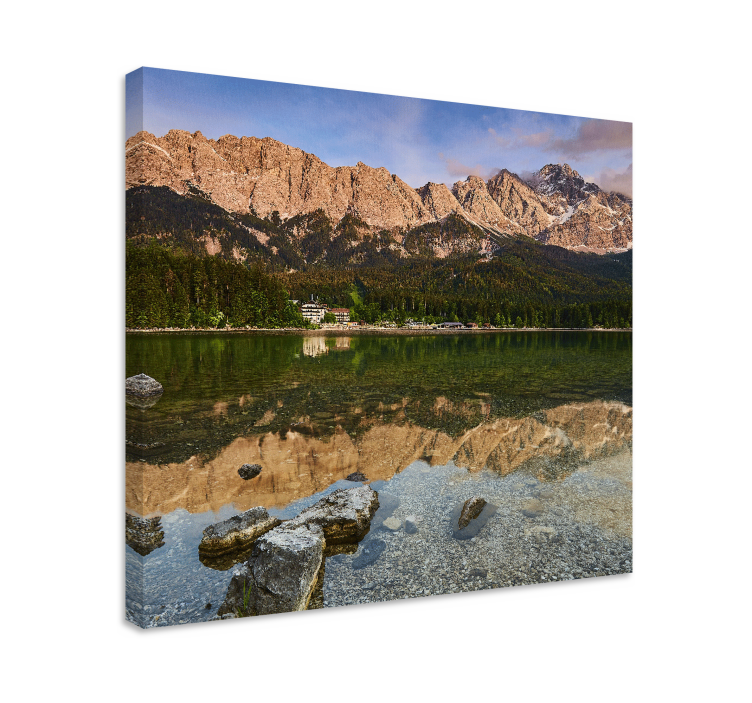Canvas landschap bergreflectie meer - TenStickers