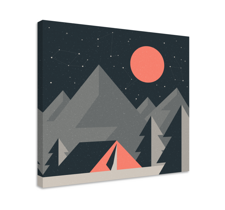 Canvas landschap bergcamping scène - TenStickers