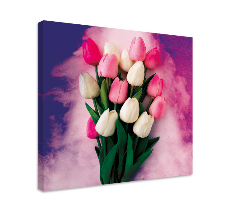 Canvas schilderijen bloemen Kleurrijke tulpen - TenStickers