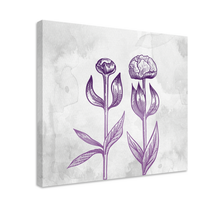 Paarse tulpen bloeien Canvas schilderij bloemen en planten - TenStickers