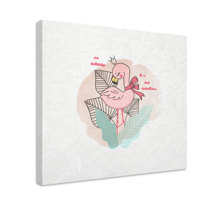 Canvas schilderij dieren flamingo met strik - TenStickers
