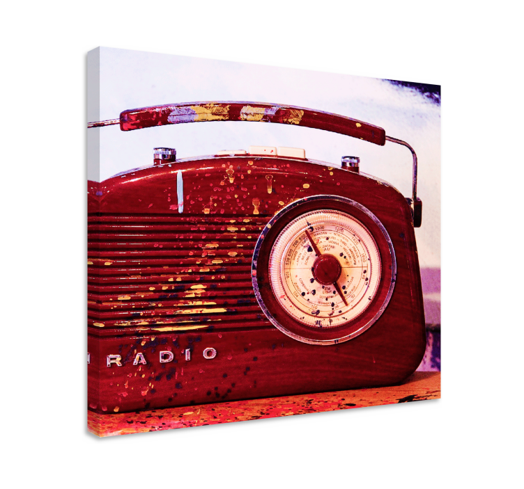 Vintage canvas schilderij Rode vintage radio - TenStickers