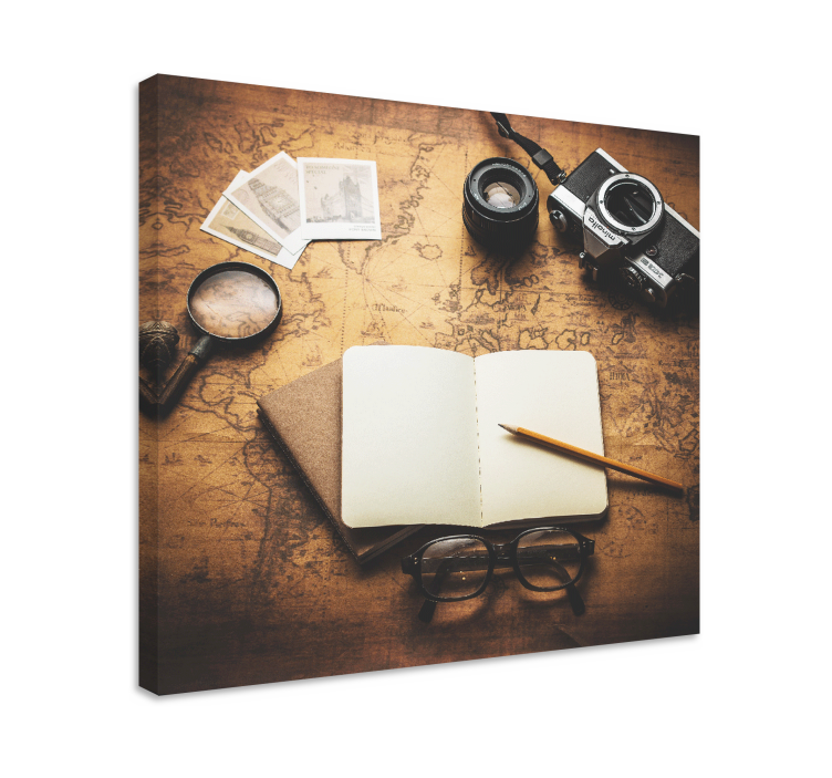 Canvas stilleven en fruit vintage camera benodigdheden - TenStickers