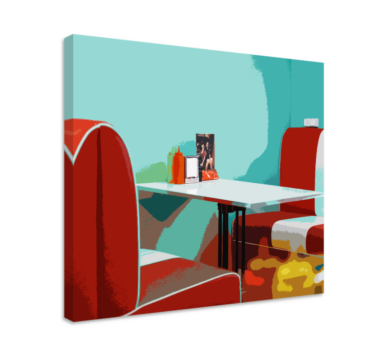 Canvas woonkamer Retro vintage restaurant - TenStickers