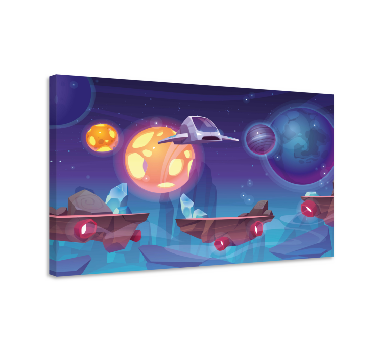 Videogames canvas schilderij ruimte avontuur scene - TenStickers