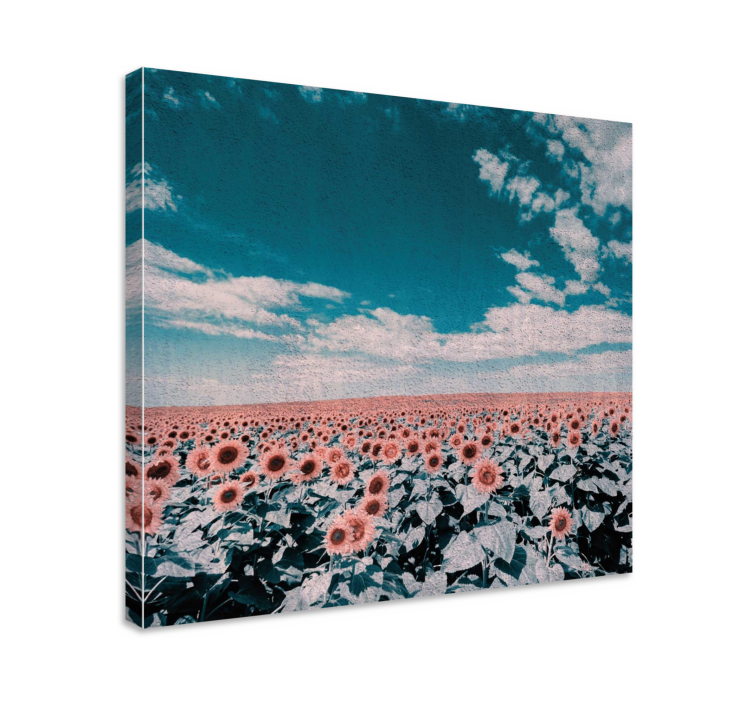 Zonnebloemveld horizon Canvas schilderij bloemen en planten - TenStickers