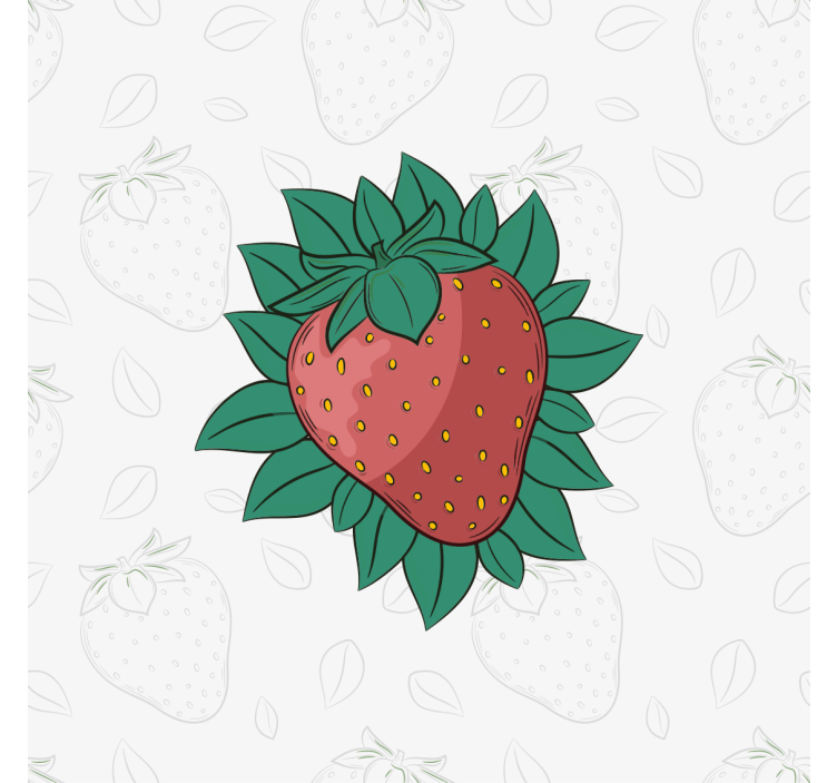 Canvas stilleven en fruit aardbei met bladeren - TenStickers