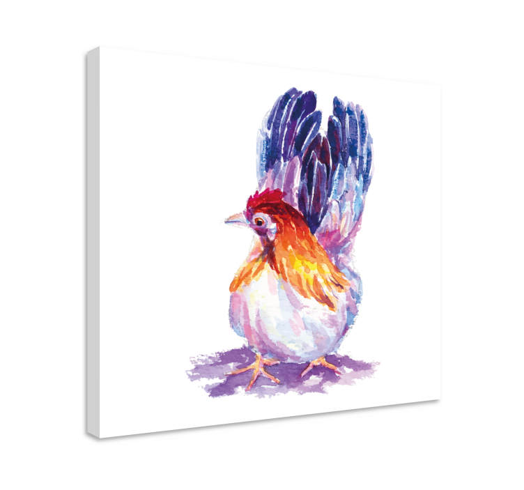 Canvas schilderij vogels kleurige haan figuren - TenStickers
