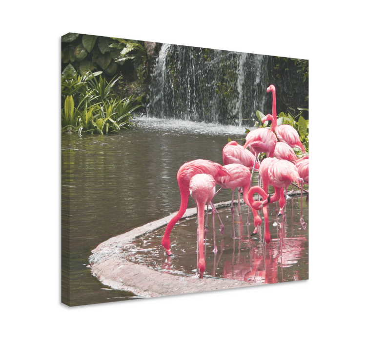 Canvas schilderij hond flamingo vlok pool - TenStickers