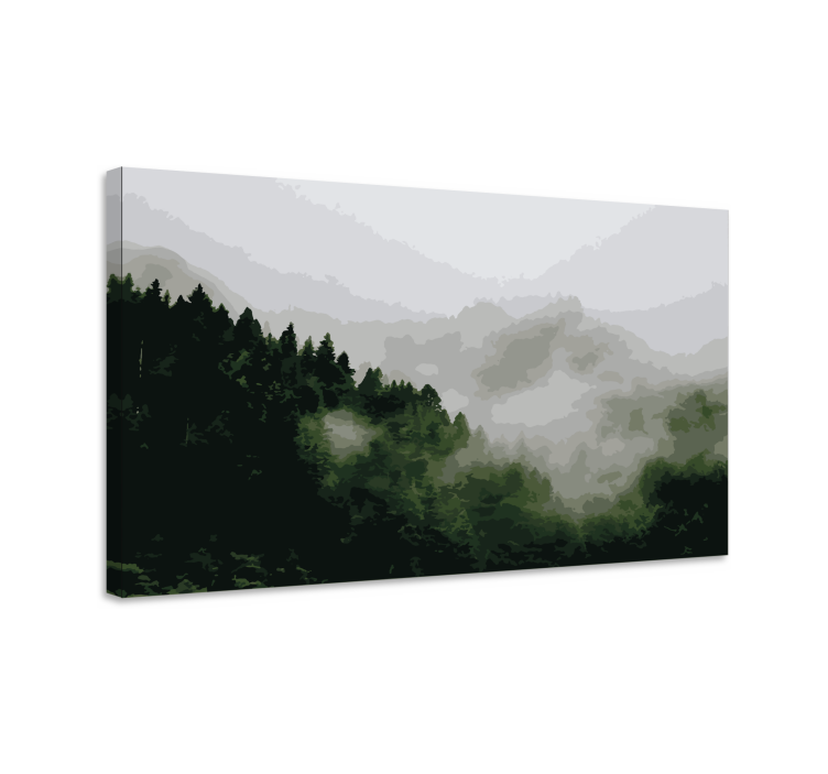 Canvas landschap mistige bergwoud - TenStickers