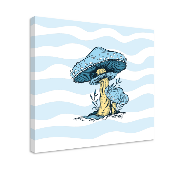 Canvas schilderij voor keuken Blauwe mashroom illustratie - TenStickers