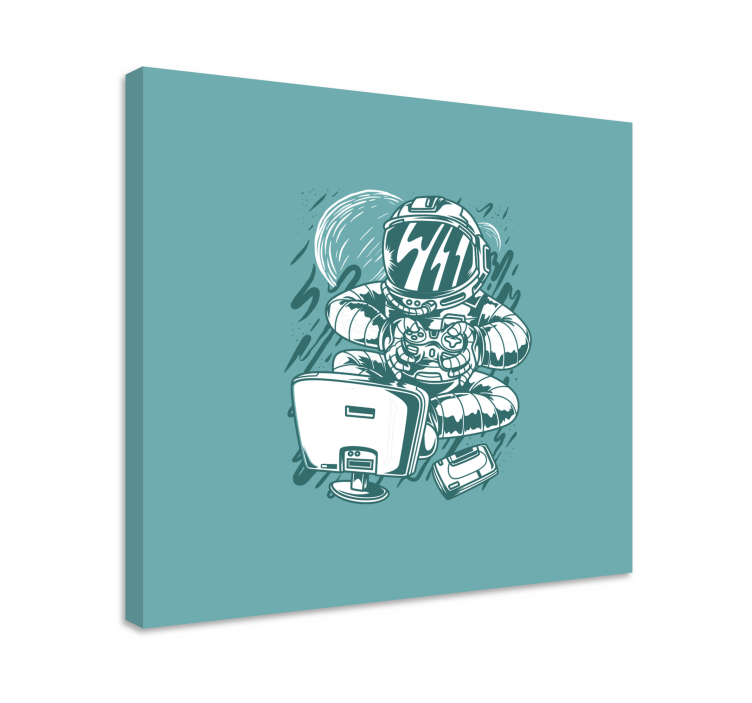 Videogames canvas schilderij astronaut gaming plezier - TenStickers