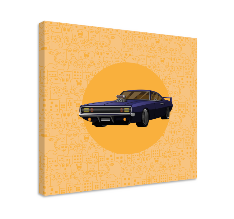 Videogames canvas schilderij klassieke muscle car - TenStickers