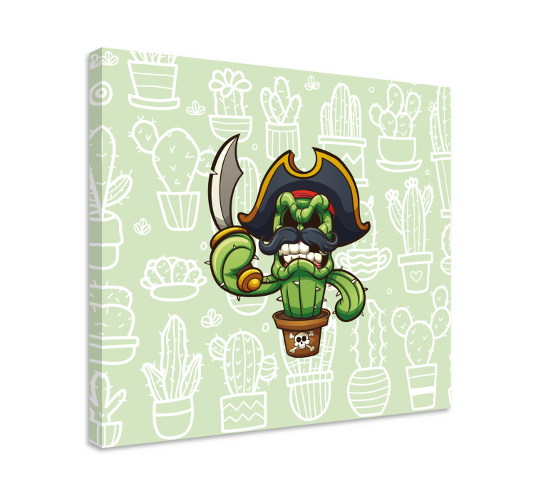 Canvas schilderij hond cactus piratenkarakter - TenStickers