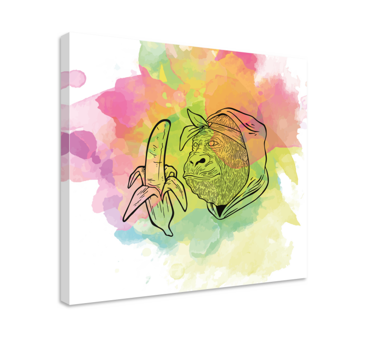 Alphabet canvas schilderij gorilla met banaan - TenStickers