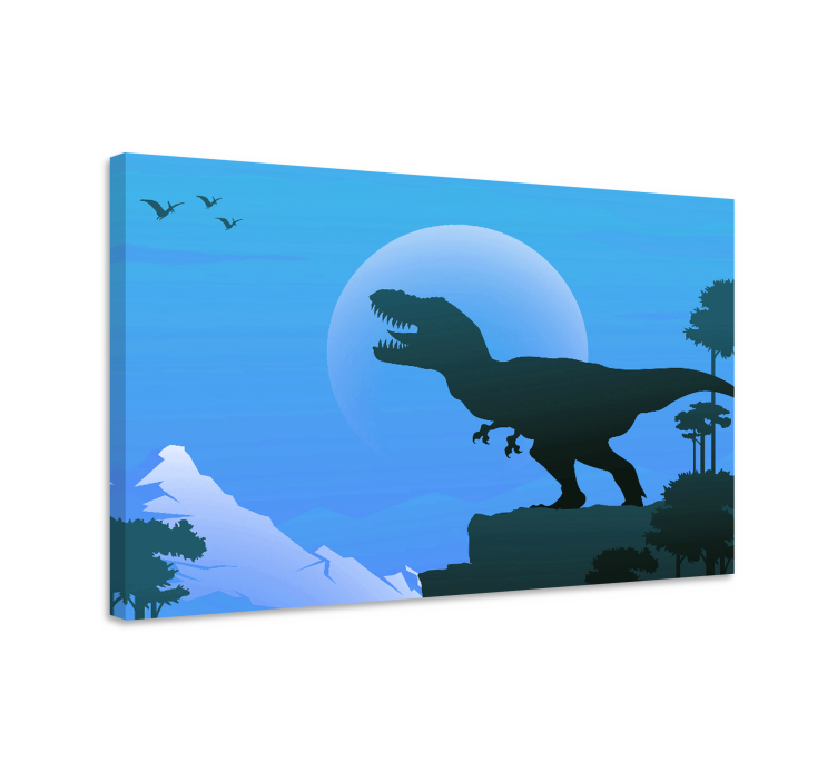 Canvas schilderij dinosaurus t-rex silhouet - TenStickers