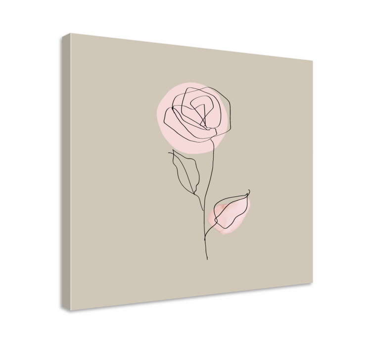 Canvas schilderij bloemen en planten elegant line roos - TenStickers
