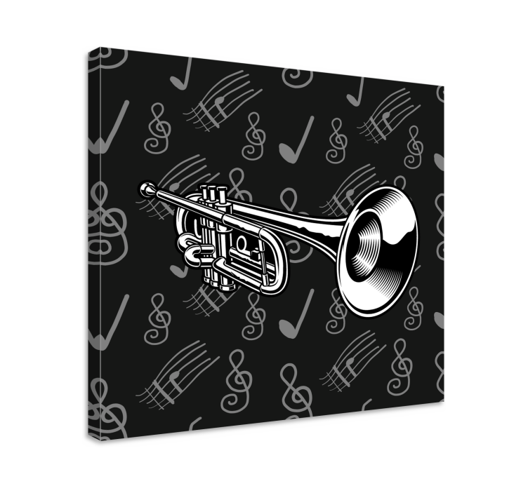 Canvas schilderij muziek muzikale messing trompet - TenStickers