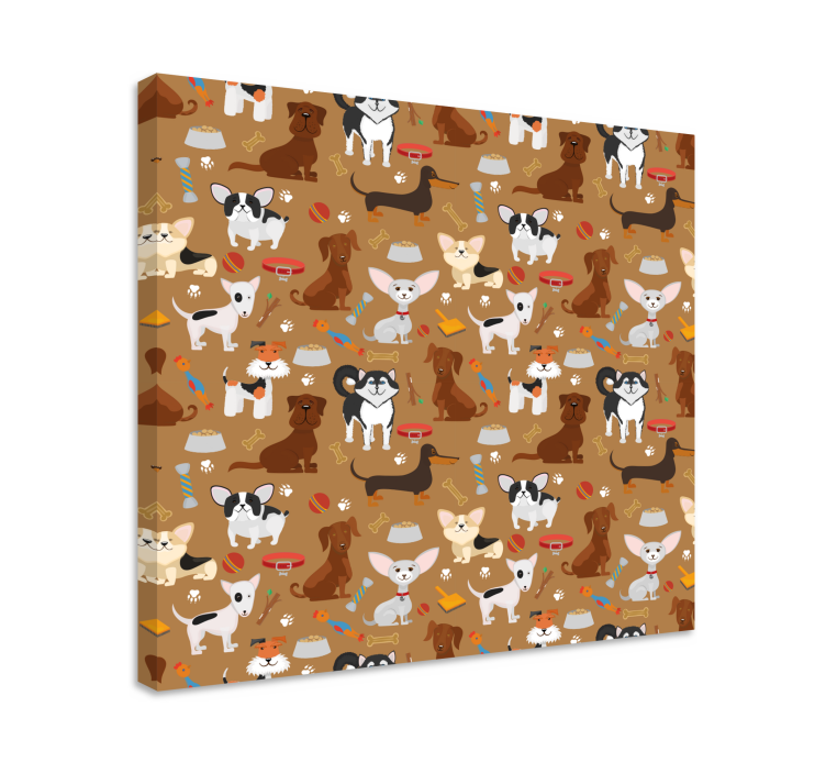 Bruine puppy's Canvas schilderij hond - TenStickers