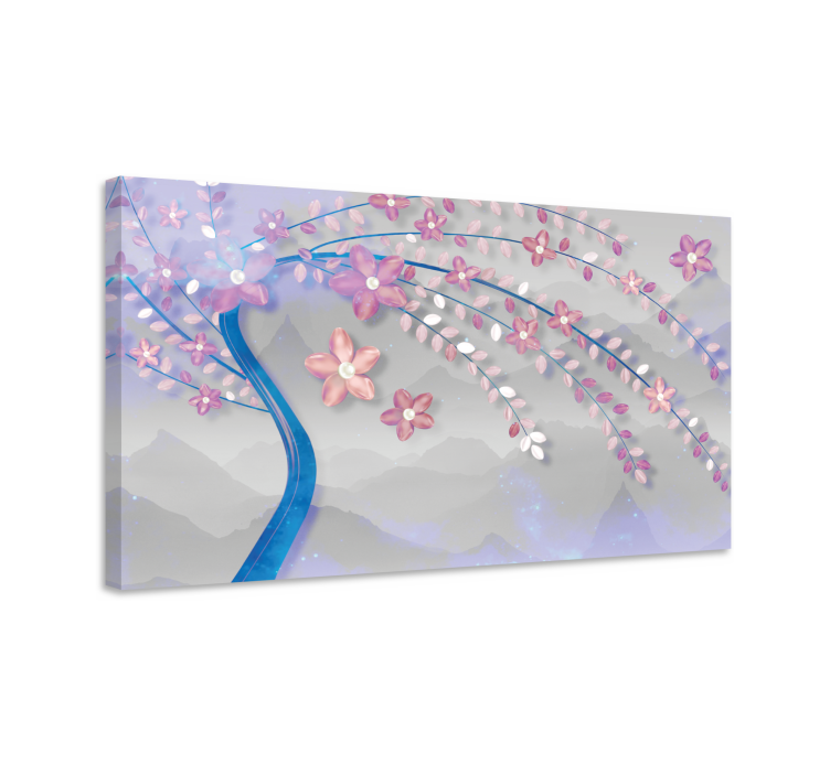 Canvas schilderij bloemen en planten sakura tak - TenStickers