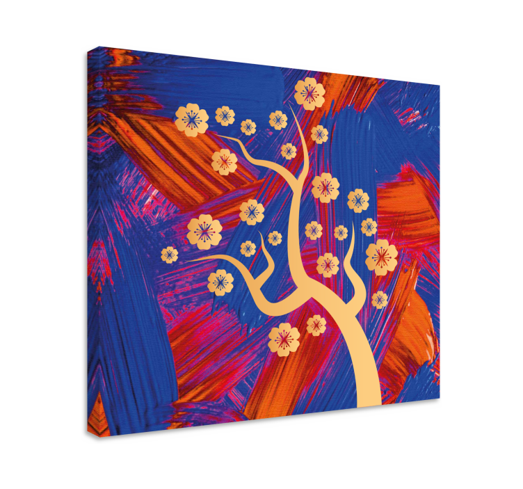 Canvas schilderij bloemen en planten boom met bloesems - TenStickers