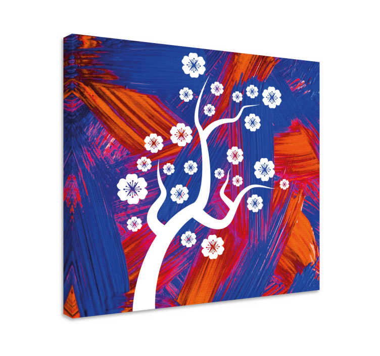 Canvas schilderij bloemen en planten witte bloesemboom - TenStickers