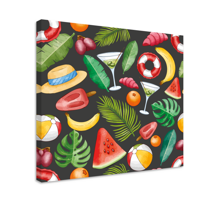 Canvas stilleven en fruit tropische verfrissingen thema - TenStickers