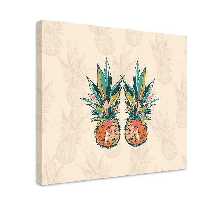 Canvas stilleven en fruit tropisch ananas duo - TenStickers