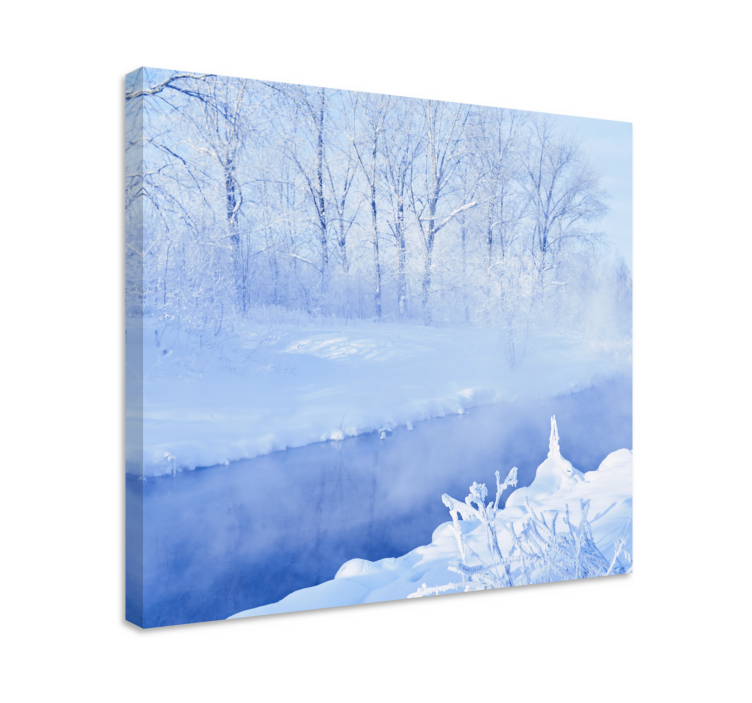 Canvas landschap winterbeek uitzicht - TenStickers