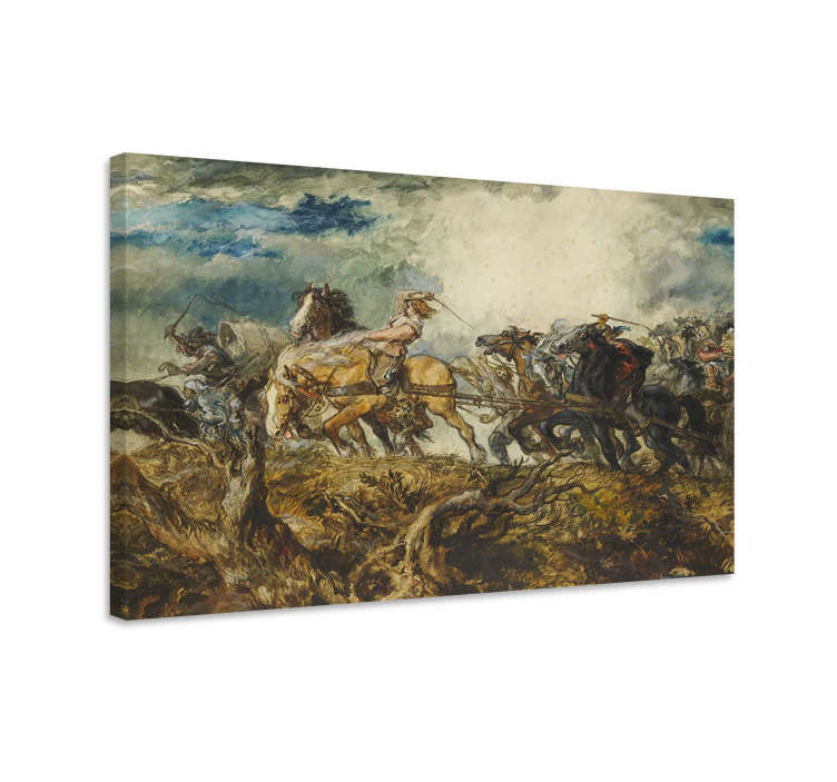 Paarden schilderij op canvas historische ruiters - TenStickers
