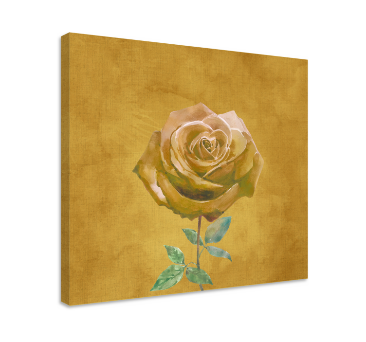 Canvas schilderij bloemen en planten elegant gouden roos - TenStickers