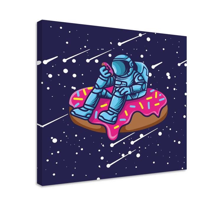 Ruimtevaarder op donut videogames canvas schilderij - TenStickers