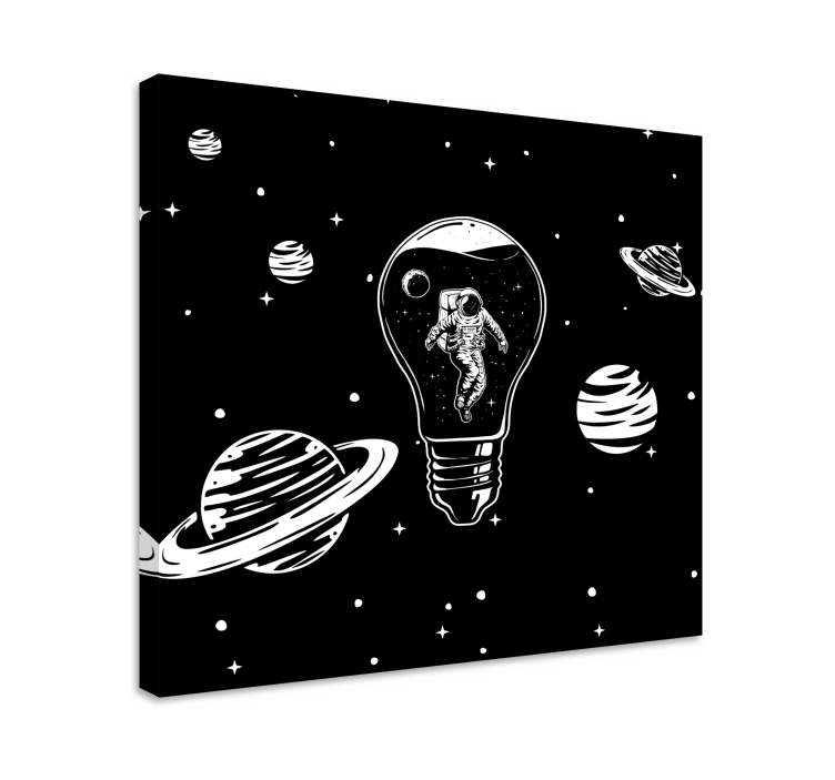 Canvas stilleven en fruit astronaut in gloeilamp - TenStickers