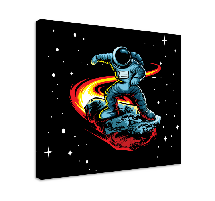 Videogames canvas schilderij astronaut surfing asteroïde - TenStickers