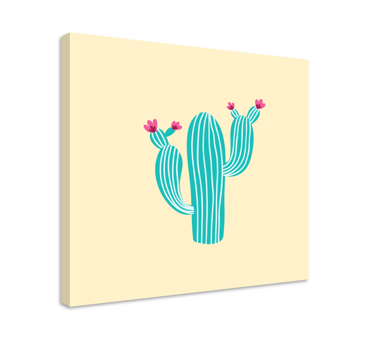 Canvas schilderij bloemen en planten cactus met bloemen - TenStickers