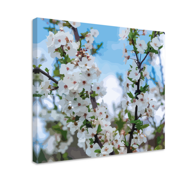 Delicate witte bloesems Canvas schilderij bloemen en planten - TenStickers