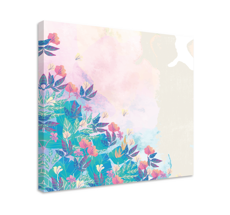 Canvas schilderij bloemen en planten vrolijke botanische mix - TenStickers