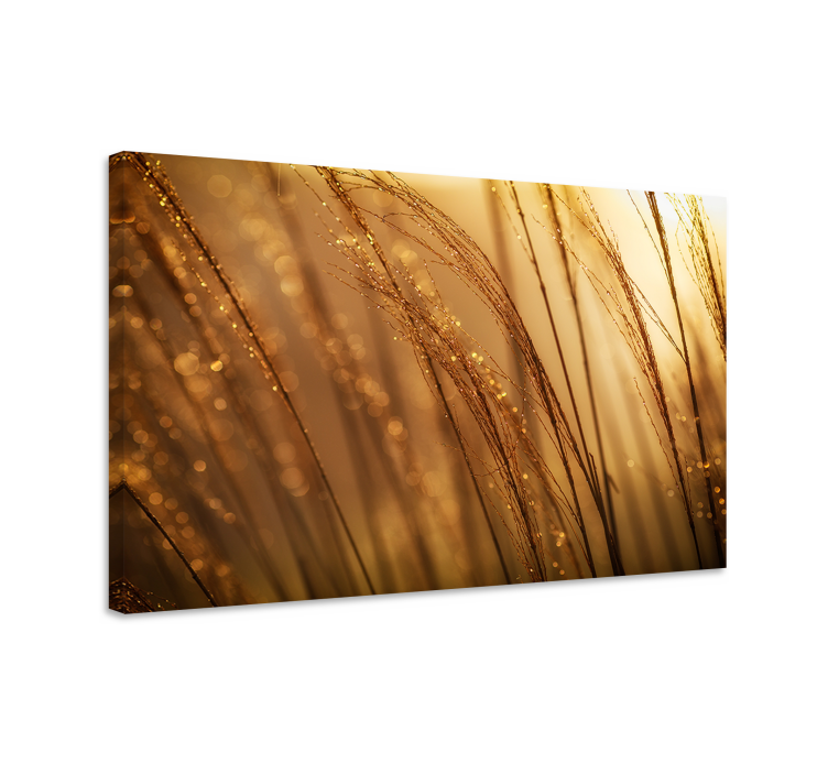 Canvas schilderij bloemen en planten gouden gras textuur - TenStickers