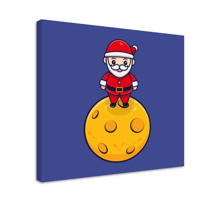 Canvas schilderij kinderen santa op de maan - TenStickers