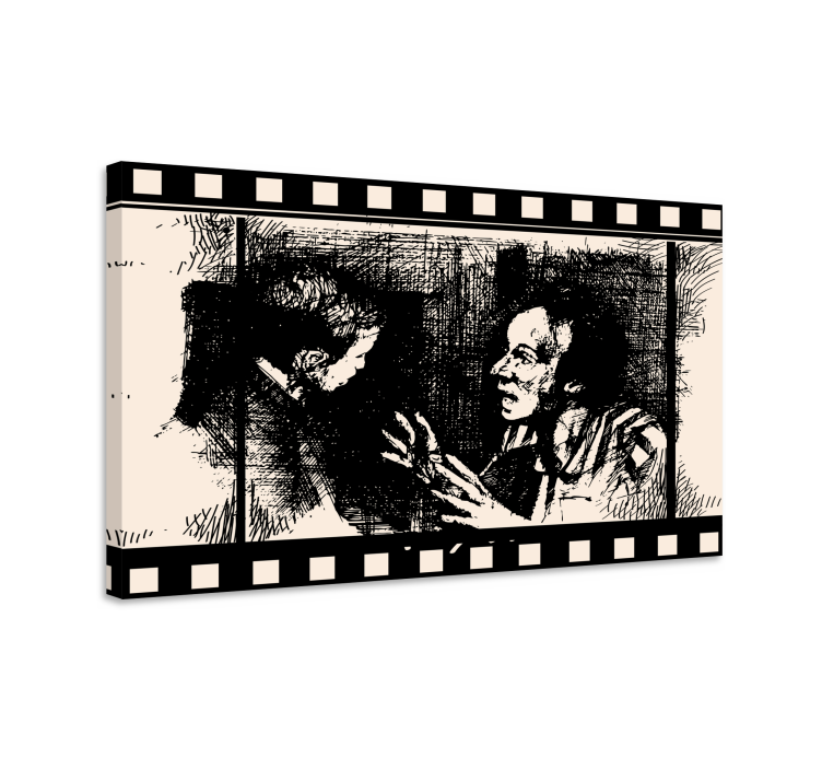Vintage canvas schilderij dialoog over film - TenStickers