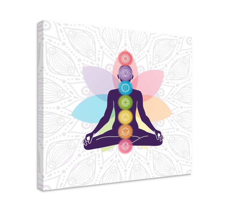 Canvas schilderij boeddha meditatie chakra silhouet - TenStickers