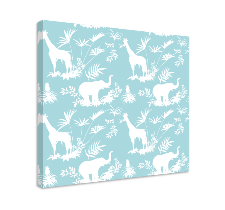 Olifant en giraffe Canvas schilderij olifanten - TenStickers