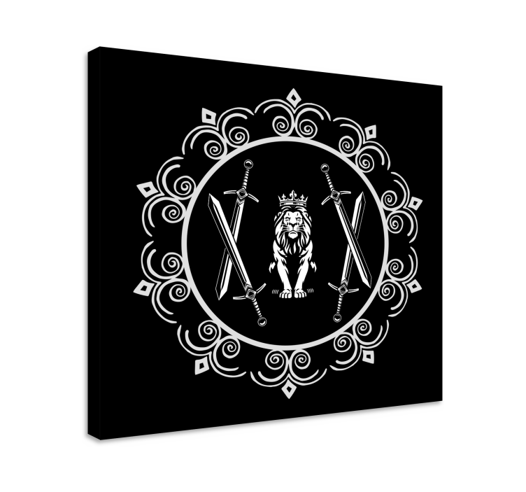 Canvas bomen leeuw met zwaarden - TenStickers