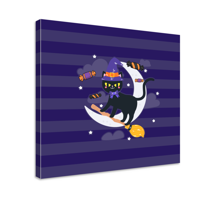 Canvas schilderij kat zwarte kat heks - TenStickers