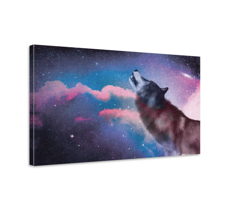 Canvas schilderij hond majestueuze wolf huilend - TenStickers