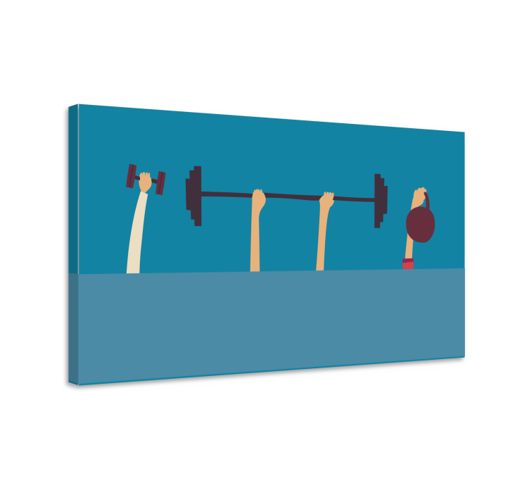 Canvas schilderij sporten fitness equipment hands - TenStickers