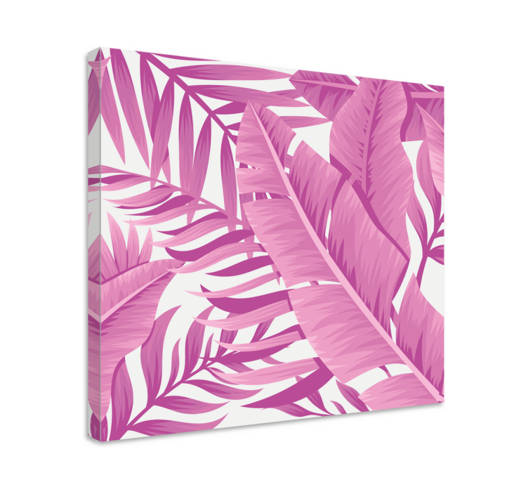 Roze tropische bladeren Canvas schilderij bloemen en planten - TenStickers