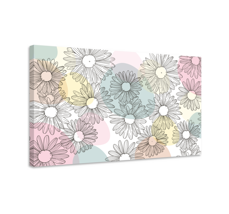Canvas schilderij bloemen en planten margrietpatroon - TenStickers