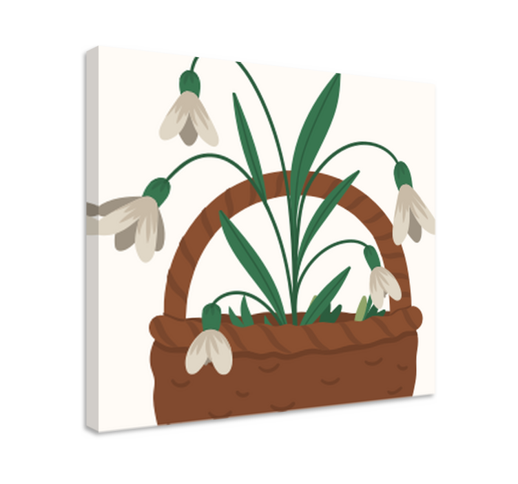 Canvas schilderij bloemen en planten sneeuwklokjesmand - TenStickers