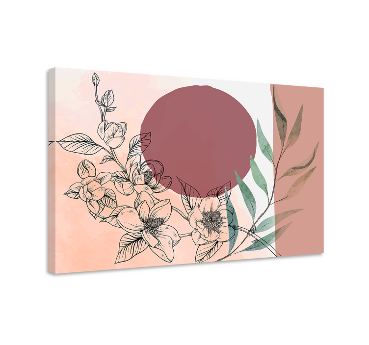 Canvas schilderij bloemen en planten met cirkelarrangement - TenStickers
